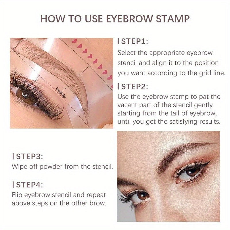 Effortless Beauty Brow Kit - Waterproof, Smudge-Proof Eyebrow Stamp - Long-Lasting, Reusable Stencil for Flawless Makeup Application