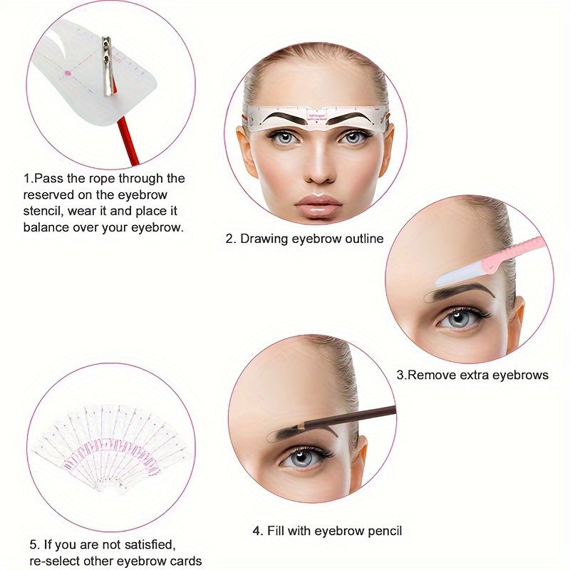 Eyebrow Panel with Fixed Strap, Eyebrow Trimmer Set, Reusable Makeup Tool, Quick and Flawless Eyebrow Trimming