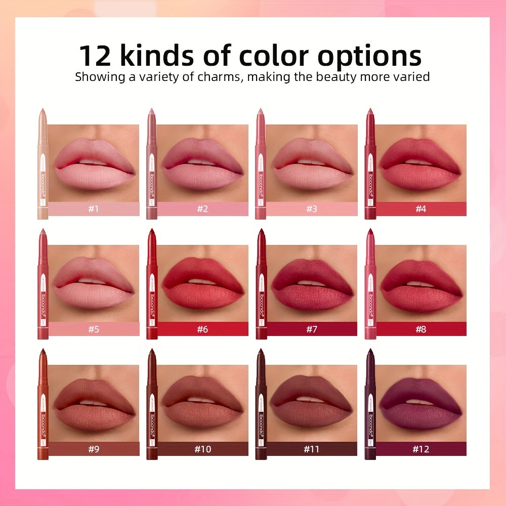 2-in-1 Velvet Matte Lip Liner Crayon - Waterproof, Sweat-Proof, High Pigmented, Long Lasting, Multi-Purpose Lip Definer for All Skin Types - Perfect Valentines Day Gift