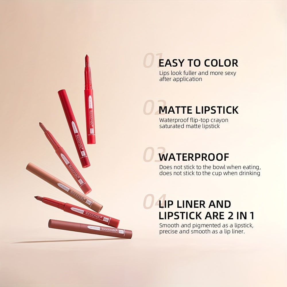 2-in-1 Velvet Matte Lip Liner Crayon - Waterproof, Sweat-Proof, High Pigmented, Long Lasting, Multi-Purpose Lip Definer for All Skin Types - Perfect Valentines Day Gift