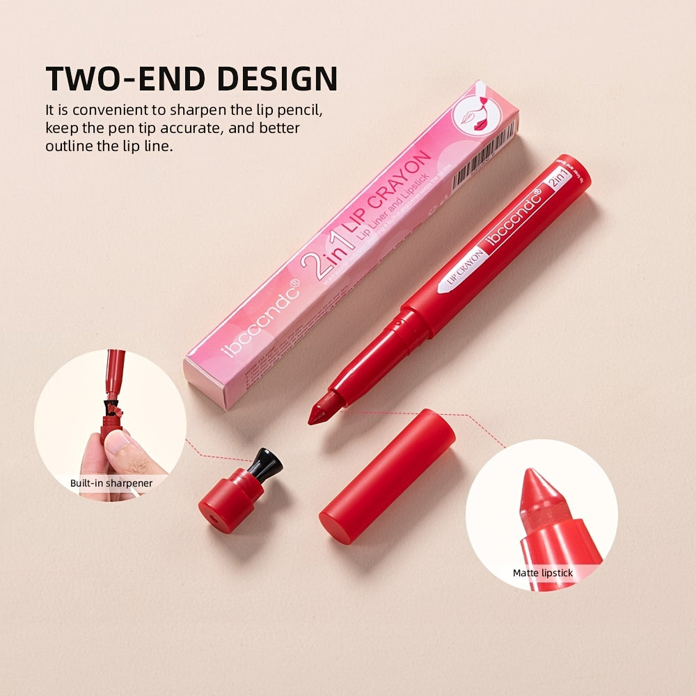 2-in-1 Velvet Matte Lip Liner Crayon - Waterproof, Sweat-Proof, High Pigmented, Long Lasting, Multi-Purpose Lip Definer for All Skin Types - Perfect Valentines Day Gift